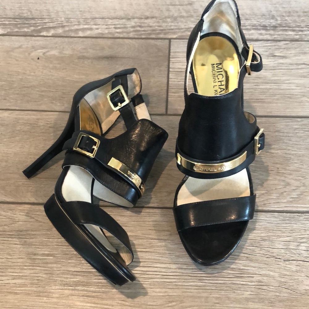 MICHAEL Michael Kors Black Slingback Block Heels